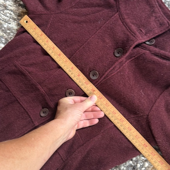 Ibex Reese Cardigan Sweater fitted Jacket Blazer bucle Merino Wool wine Womens M - Picture 7 of 13